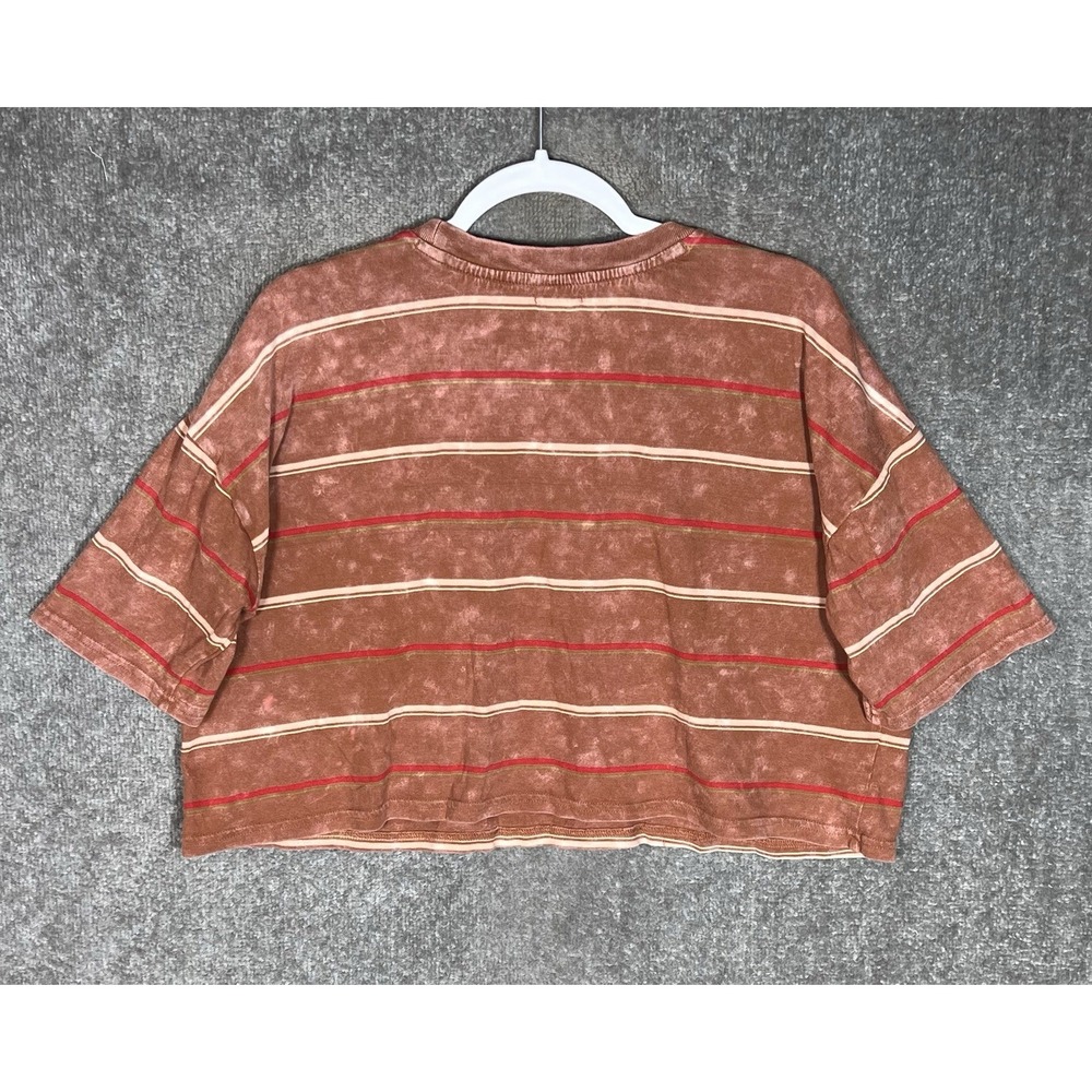 Billabong Crew Neck Crop Top T-Shirt Womens Sz M Striped Tie Dye Short Sleeve - Picture 2 of 7